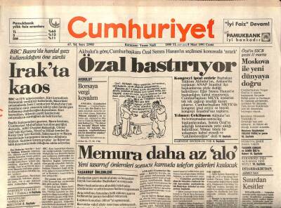 Cumhuriyet Gazetesi 8 Mart 1991 - Rauf Denktaş,Cemaat Olmalıyız GZ89823 - 1