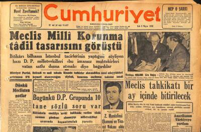 Cumhuriyet Gazetesi 8 Mayıs 1956 - Amerikanın Türkiyeye Yardımı - Meclis Korunma Tadil Tasarısını Görüştü GZ119782 - 1