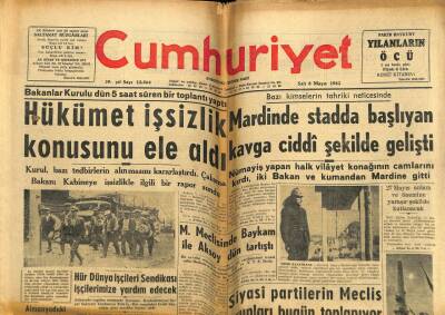 Cumhuriyet Gazetesi 8 Mayıs 1962 - Mardinde Stadda Başlayan Kavga Ciddi Şekilde Gelişti GZ59334 - 1