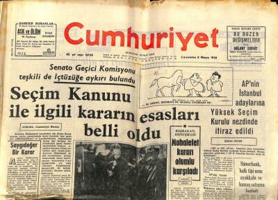 Cumhuriyet Gazetesi 8 Mayıs 1968 - Seçim Kanunu İle İlgili Kararın Esasları Belli Oldu GZ76049 - 1