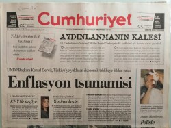 Cumhuriyet Gazetesi 8 Mayıs 2008 UNDP Başkanı Kemal Derviş Türkiyeye Yaklaşan Ekonomik Tehlikeye Dikkat Çekti -GZ44242 - 2