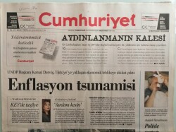 Cumhuriyet Gazetesi 8 Mayıs 2008 UNDP Başkanı Kemal Derviş Türkiyeye Yaklaşan Ekonomik Tehlikeye Dikkat Çekti -GZ44242 - 1