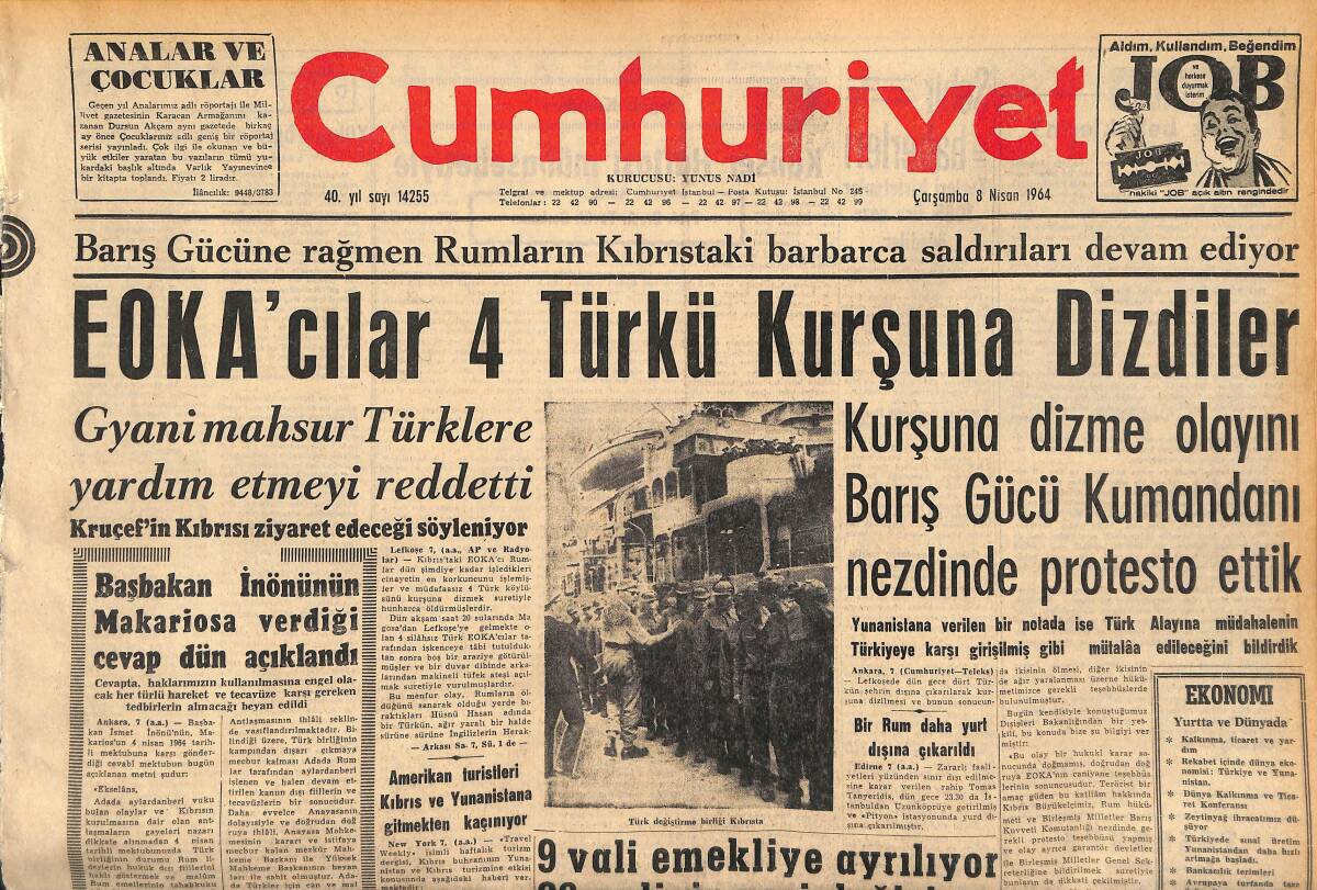 Cumhuriyet Gazetesi 8 Nisan 1964 - Bulgar Casusu Çolakof Bugün Edirnede Sekiz Türkle Mübadele Ediliyor GZ160418 - 1