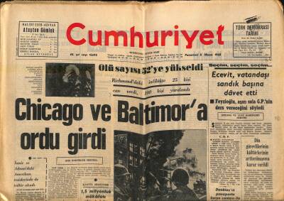 Cumhuriyet Gazetesi 8 Nisan 1968 - Safiye Aylanın Vereceği Konser , Özellik Taşıyor GZ121322 - 1