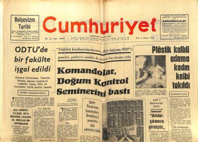 Cumhuriyet Gazetesi - 8 Nisan 1969 - Komandolar Doğum Kontrol Seminerini Bastı GZ99498 - 1