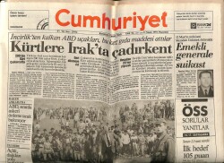 Cumhuriyet Gazetesi 8 Nisan 1991 - 200 Bin Kürt Çukurcada GZ62185 - 2