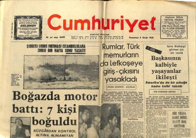 Cumhuriyet Gazetesi 8 Ocak 1968 - Rumlar Türk Memurların Lefkoşaya Giriş Çıkışını Yasakladı GZ59135 - 1