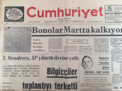 Cumhuriyet Gazetesi 8 Ocak 1970 - Menderes AP Yöneticilerine Çattı - GZ12090 - 1