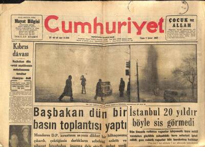 Cumhuriyet Gazetesi 8 Şubat 1957 - İstanbul 20 Yıldır Böyle Sis Görmedi GZ85309 - 1