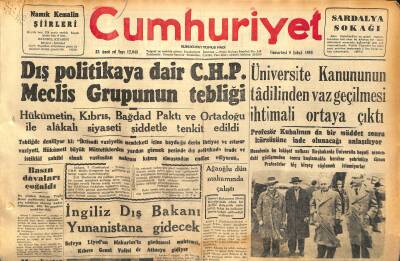 Cumhuriyet Gazetesi 8 Şubat 1958 - Üniversite Kanununun Tadilinden Vazgeçilmesi İhtimali Ortaya Çıktı GZ120429 - 1