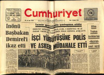 Cumhuriyet Gazetesi 8 Şubat 1966 - İşçi Yürüyüşüne Polis Ve Asker Müdahale Etti GZ61854 - 1