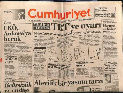 Cumhuriyet Gazetesi 8 Şubat 1989 - Alevilik Bir Yaşam Tarzı GZ61197 - 1