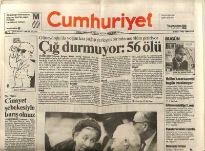 Cumhuriyet Gazetesi 8 Şubat 1992 - İsmet İnönü2nün Eşi Mevhibe İnönü , Dün Sabah Ankarada Yaşama Gözlerini Yumdu GZ87367 - 1