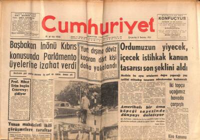 Cumhuriyet Gazetesi 8 Temmuz 1964 - Başbakan İnönü Kıbrıs Konusunda Parlamento Üyelerine İzahat Verdi GZ82498 - 1