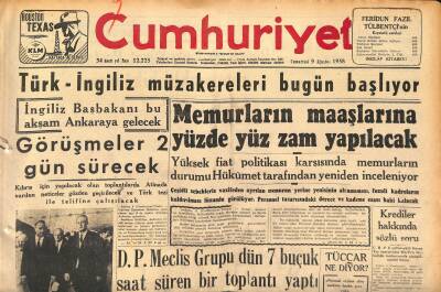 Cumhuriyet Gazetesi 9 Ağustos 1958 - Tedavüldeki Para 93 Milyon Lira Arttı - Türk-İngiliz Müzakereleri Bugün Başlıyor GZ120311 - 1