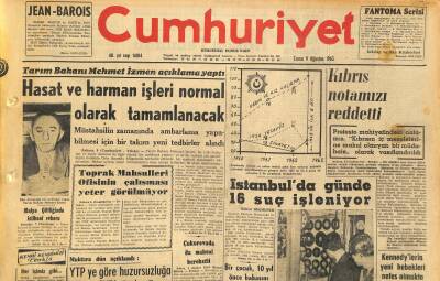 Cumhuriyet Gazetesi 9 Ağustos 1963 - Hasat Ve Harman İşleri Normal Olarak Tamamlanacak - İstanbulda Günde 16 Suç İşleniyor GZ120723 - 1