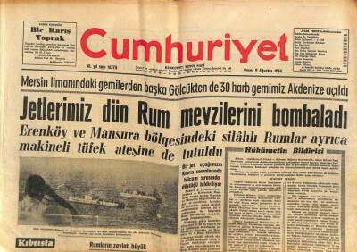 Cumhuriyet Gazetesi 9 Ağustos 1964 - Mersin Limanındaki Gemilerden Başka Gölcükten de 30 Harb Gemimiz Akdenize Açıldı GZ85371 - 1