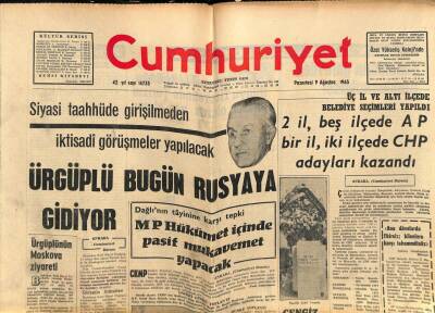 Cumhuriyet Gazetesi 9 Ağustos 1965 - Yunanistanda Kriz Vahim Bir Hal Aldı GZ85550 - 1