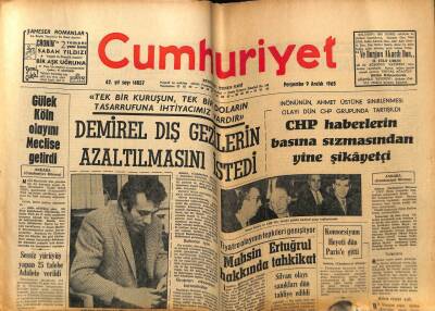 Cumhuriyet Gazetesi 9 Aralık 1965 - Kasım Gülek Köln Olayını Meclise Getirdi GZ78077 - 1