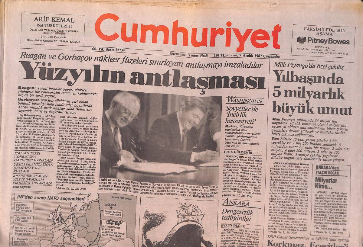 Cumhuriyet Gazetesi 9 Aralık 1987 - Yılbaşında 5 Milyarlık Büyük Armut - Nuri Korkmaz Bülent Ecevit'i Suçladı Ve İstifa Etti! GZ139968 - 1