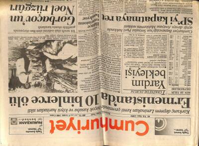 Cumhuriyet Gazetesi 9 Aralık 1988 - Ermenistanda 10 Binlerce Ölü GZ64442 - 2