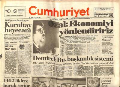 Cumhuriyet Gazetesi - 9 Aralık 1989 - DemirelBu Başkanlık Sistemi GZ99348 - 1
