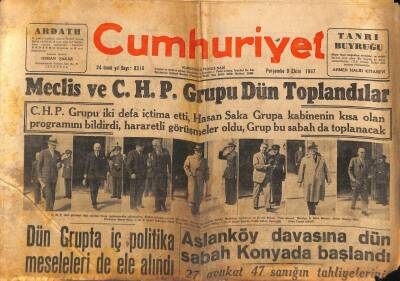 Cumhuriyet Gazetesi 9 Ekim 1947 - Türkiye - Suriye Sınırında Çıkan Kürd İsyanı GZ69698 - 2
