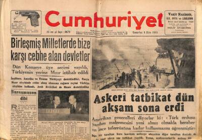 Cumhuriyet Gazetesi 9 Ekim 1948 - Birleşmiş Milletlerde Bize Cephe Alan Ülkeler GZ71487 - 1