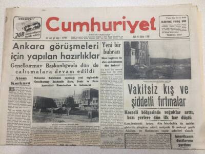 Cumhuriyet Gazetesi 9 Ekim 1951 - Ankara Görüşmeleri İçin Yapılan Hazırlıklar GZ52683 - 1