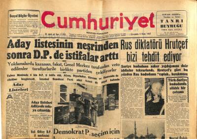 Cumhuriyet Gazetesi 9 Ekim 1957 - Rus Diktatörü Hrutçef Bizi Tehdit Ediyor GZ85451 - 1