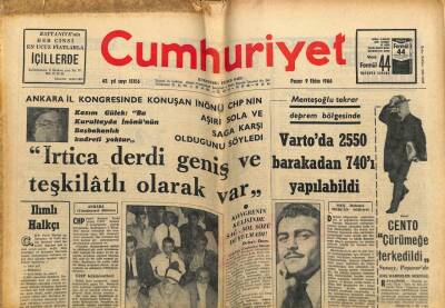 Cumhuriyet Gazetesi 9 Ekim 1966 - İnönü İrtica Derdi Geniş Ve Teşkilatlı Olarak Var GZ58963 - 1