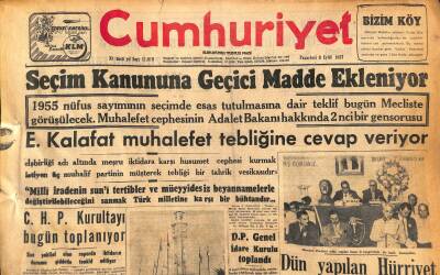 Cumhuriyet Gazetesi 9 Eylül 1957 - Seçim Kanununa Geçici Madde Ekleniyor - D.P. Genel İdare Kurulu Toplandı GZ119676 - 1