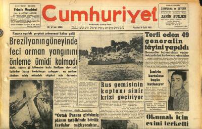 Cumhuriyet Gazetesi 9 Eylül 1963 - Brezilyanın Güneyinde Feci Orman Yangınını Önleme Ümidi Kalmadı - Rus Gemisinin Kaptanı Sinir Krizi Geçiriyor GZ120741 - 1
