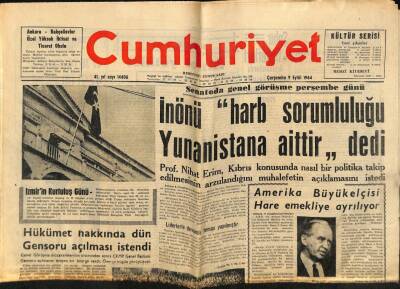 Cumhuriyet Gazetesi 9 Eylül 1964 - Rusyaya Gidecek Rum Heyetinin Hareket Tarihi Gene Tehir Edildi GZ80088 - 1