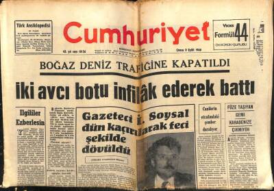 Cumhuriyet Gazetesi 9 Eylül 1966 - Gazeteci İlhami Soysal Dövüldü GZ103195 - 1