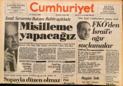 Cumhuriyet Gazetesi 9 Eylül 1986 - Pinochetye Suikast - FKÖden İsraile Ağır Suçlamalar GZ125960 - 1