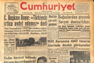 Cumhuriyet Gazetesi 9 Haziran 1957 - Nuri Said Paşa Dün İstifa Etti - İdamlar Gizli Yapılmalı GZ119867 - 1