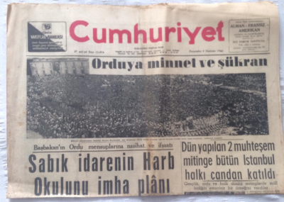 Cumhuriyet Gazetesi 9 Haziran 1960 - Sabık İdarenin Harb Okulunu İmha Planı - GZ19328 - 1