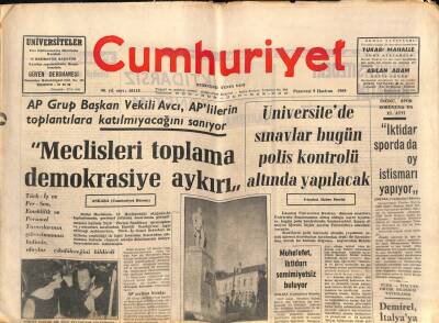 Cumhuriyet Gazetesi 9 Haziran 1969 - Nixon İle Tiyö Vietnam Sorununu Görüşüyor - 1968 Yılında İhracat Geriledi İthalat Arttı GZ98045 - 1