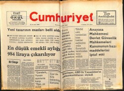 Cumhuriyet Gazetesi 9 Haziran 1974 - En Düşük Emekli Aylığı 984 Liraya Çıkarılıyor GZ103250 - 1
