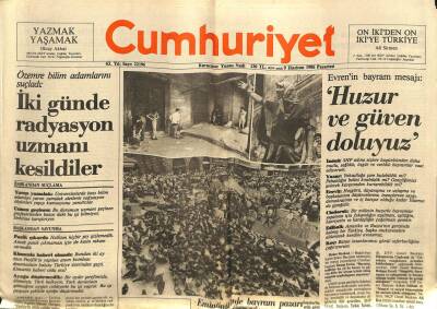 Cumhuriyet Gazetesi 9 Haziran 1986 - Özemre Bilim Adamlarını Suçladı İki Günde Radyasyon Uzmanı Kesildiler GZ65222 - 2