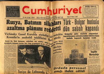 Cumhuriyet Gazetesi 9 Kasım 1951 - Türk-Bulgar Hududu Dün Sabah Kapandı GZ92906 - 1