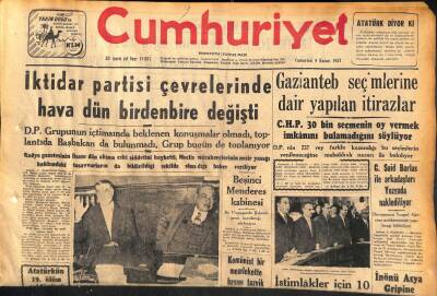 Cumhuriyet Gazetesi 9 Kasım 1957 - Türkiyenin Libyaya Silah Yardımı - Güdümlü Füze Atabilen Canberra Limanımızda GZ119700 - 1