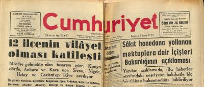Cumhuriyet Gazetesi 9 Kasım 1959 - 12 İlçe İl Oldu, İnönü Bölükbaşını Ziyaret Etti, Hüseyin Balık İstifa Etmiyor GZ87948 - 1