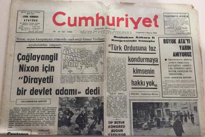 Cumhuriyet Gazetesi 9 Kasım 1968 -Türk Ordusuna Toz Kondurmaya Kimsenin Hakkı YokGZ6025 - 2