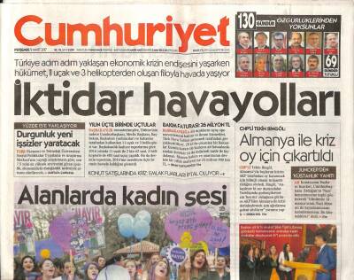 Cumhuriyet Gazetesi 9 Mart 2017 - Işid Hastaneye Saldırdı - Dilek Doğanın Katiline 6 Yıl Hapis İstemi , Ağabeyine Gözaltı GZ94550 - 1