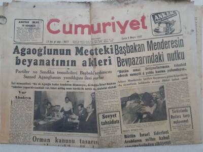 Cumhuriyet Gazetesi - 9 Mayıs 1952 - Başbakan Menderesin Beypazarındaki Nutku GZ112903 - 1