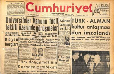 Cumhuriyet Gazetesi 9 Mayıs 1957 - Türk-Alman Kültür Anlaşması Dün İmzalandı - Kıbrısın Taksimi Ve H.P. GZ119877 - 1