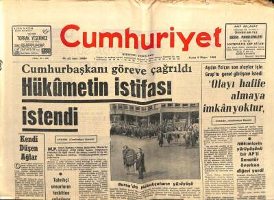 Cumhuriyet Gazetesi 9 Mayıs 1969 - Hükümetin İstifası İstendi GZ103271 - 2