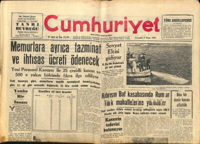 Cumhuriyet Gazetesi 9 Nisan 1958 - Memurlara Ayrıca Tazminat Ve İhtısas Ücreti Ödenecek GZ98156 - 1